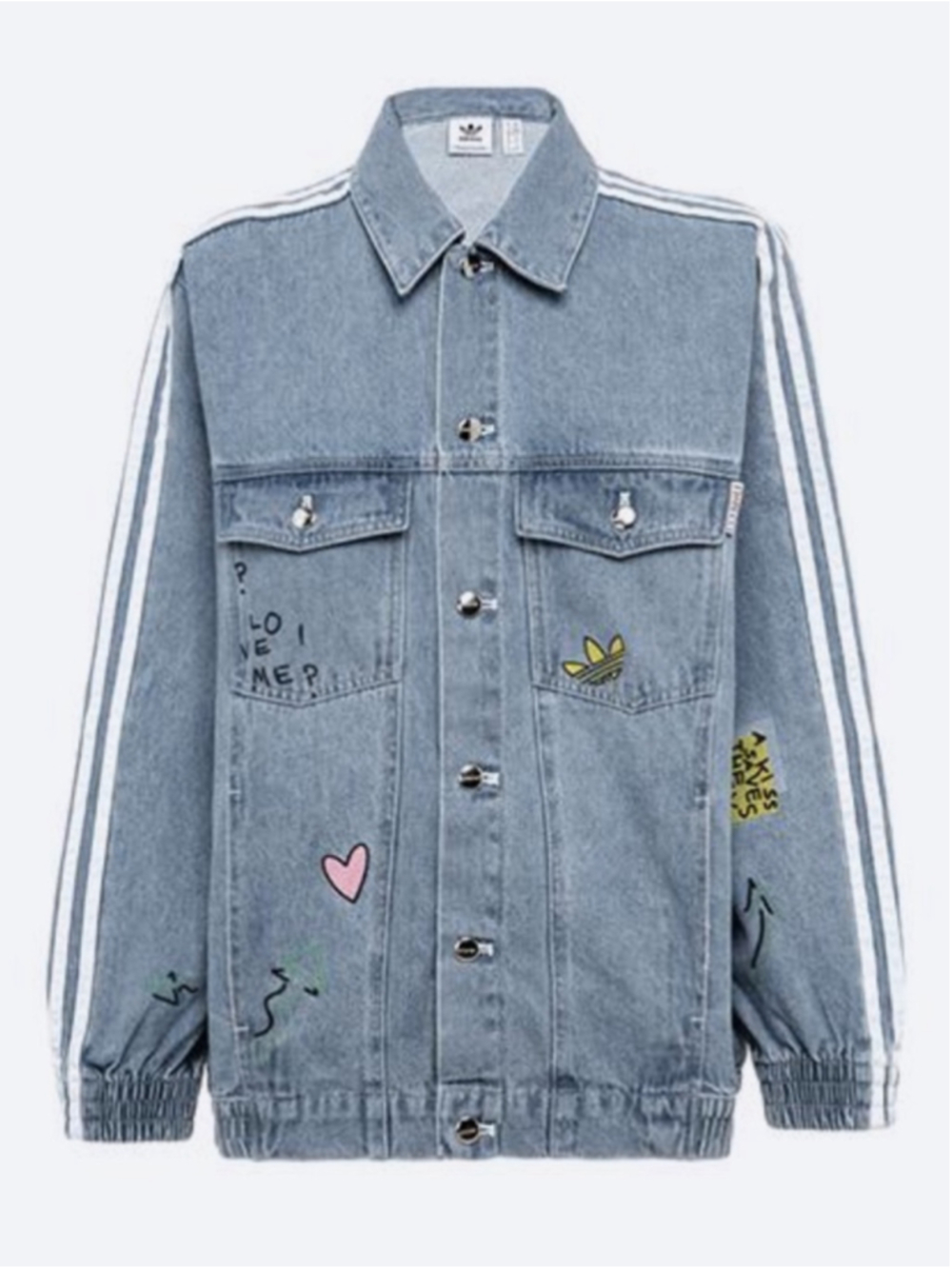 Limited Edition adidas Originals x Fiorucci Denim Jacket Oversized Light Wash Bl